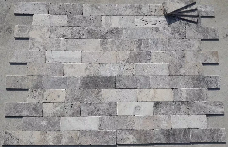 Kamień dekoracyjny 10mm Trawertyn Ash Bębnowany 7,5x15 cm