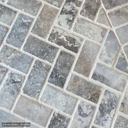 Kamień dekoracyjny 10mm Trawertyn Ash Bębnowany 7,5x15 cm