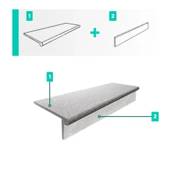 Zestaw Stopień Płomieniowany + Podstopień Granitowy G603 Bullnose 100x35x2 / 100x15x2