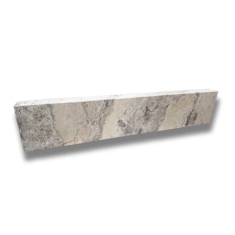 Trawertyn Obrzeże Silver Latte Bębnowany Szlif 100x20x6 | Opornik