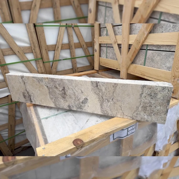 Trawertyn Obrzeże Silver Latte Bębnowany Szlif 100x20x6 | Opornik