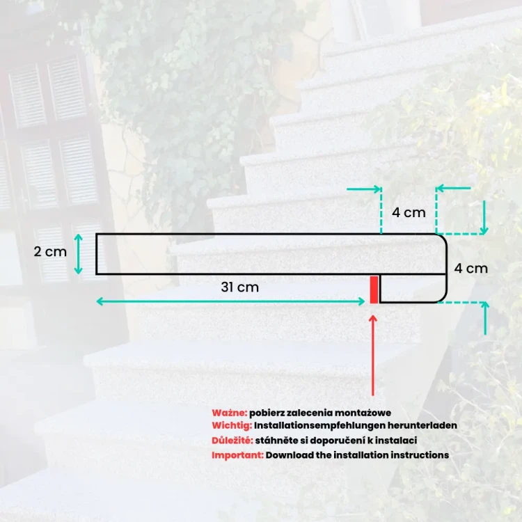 Schodek Granitowy płomieniowany G562 New 100x35x2 stopnica Bullnose