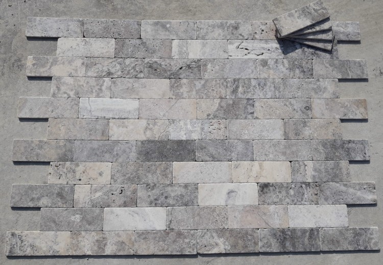 Kamień dekoracyjny trawertyn Ash bębnowany 7,5x30,5x1 cm