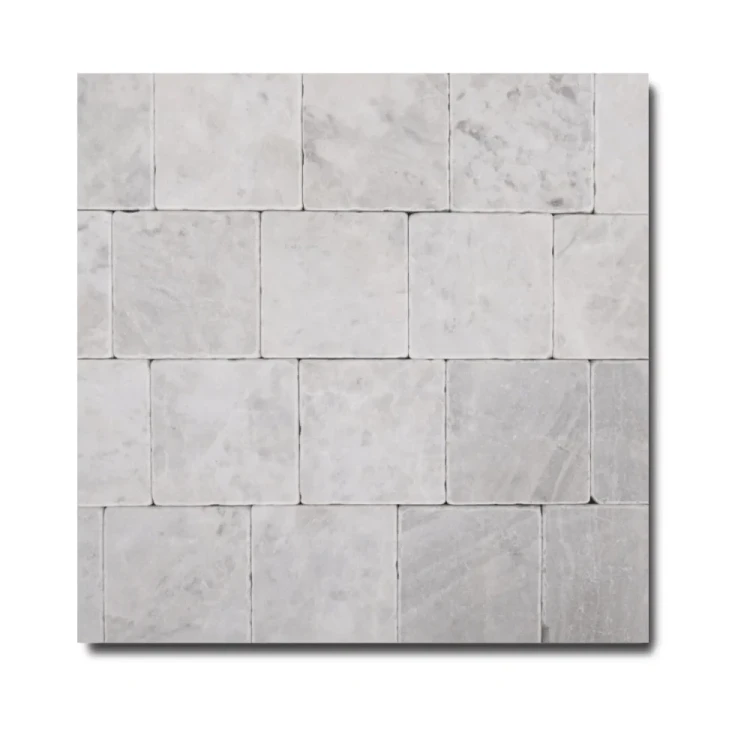 Płytka marmurowa Royal White Bębnowana 20,3x20,3x1 cm