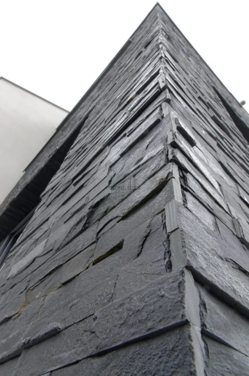 Kamień elewacyjny dekoracyjny łupek czarny 10x36 Black Slate Stackstone