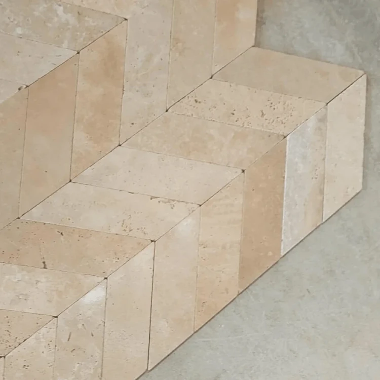 Trawertyn Light Bębnowany 7,5x30,5 10mm Chevron