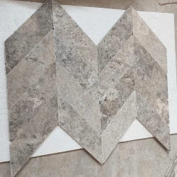 Trawertyn Silver Bębnowany 7,5x30,5 10mm Chevron