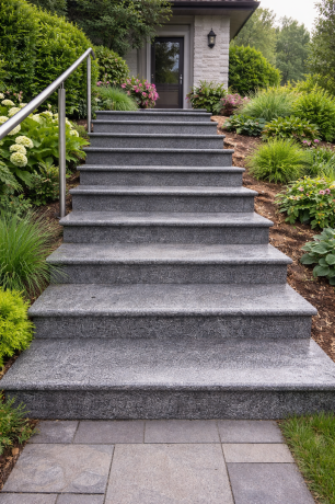 Przejdź do produktu Schodek Granitowy G654 New Dark grey 150x35x2 stopnica płomień Bullnose