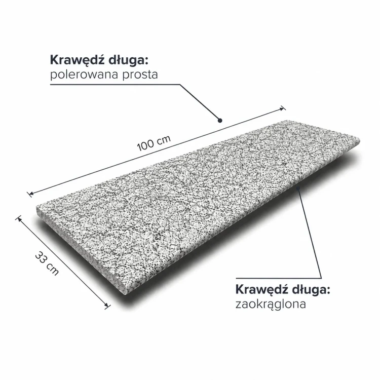 Stopnica Granitowa G603 New płomieniowana 100x33x2 cm / 2 krawędzie wykończone