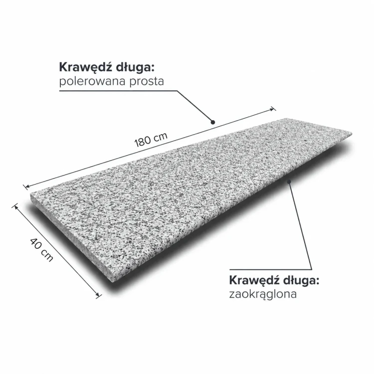Stopnica Granitowa G603 New płomieniowana 180x40x3 cm / 2 krawędzie wykończone