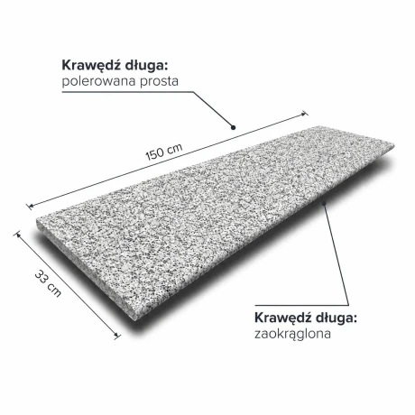 Przejdź do produktu Stopnica Granitowa G603 New płomieniowana 150x33x2 cm / 2 krawędzie wykończone