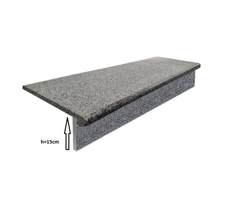 Zestaw Stopień + Podstopień Granitowy Dark Grey G654 NEW Bullnose 100x35x2 / 100x15x2